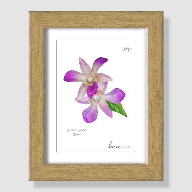 Lavender Orchid Natural Wood Framed Print
